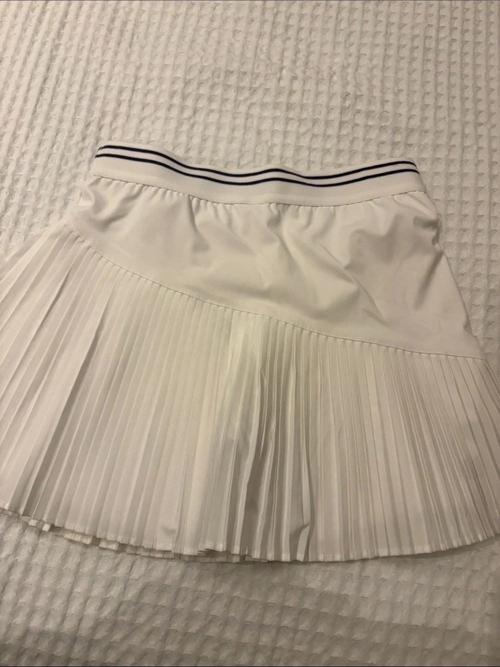 Old Navy White Pleated Skirt with Navy Striped Waistband
